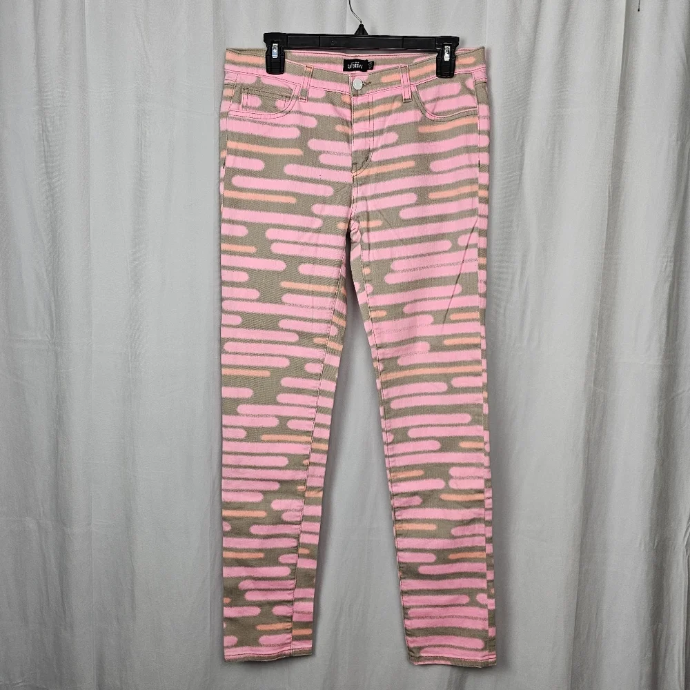 Saturday Kate Spade spray Painted Pink Stripe Skinny Jeans Size 29